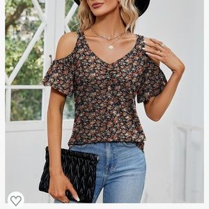 Womens cold shoulder v neck